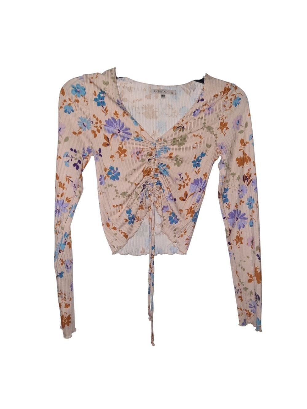 Antistar Long Sleeve Floral Cropped Top XS